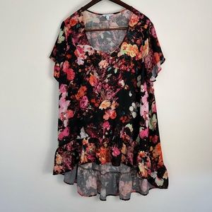 Boutique Top Size 2X floral tunic style top floral orange black